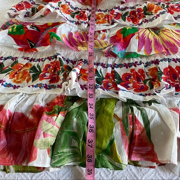 🥭 FARM Rio Mixed White Prints Layered Midi Dress - Picture 9 of 11